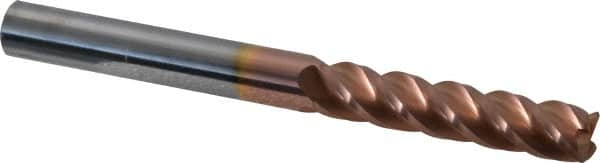 Accupro - 3/8", 4 Flute, Single End, Solid Carbide, 0.03" Corner Radius End Mill - 4" OAL, 40° Helix, Right Hand Flute, 1-3/4" LOC, Right Hand Cut - Benchmark Tooling