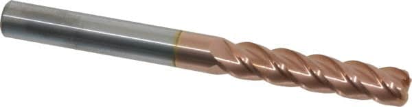 Accupro - 3/8", 4 Flute, Single End, Solid Carbide, 0.06" Corner Radius End Mill - 4" OAL, 40° Helix, Right Hand Flute, 1-3/4" LOC, Right Hand Cut - Benchmark Tooling