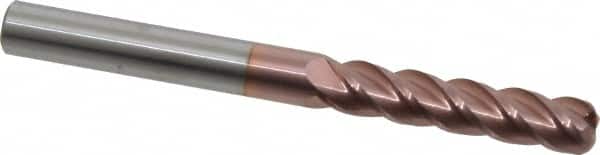 Accupro - 3/8", 4 Flute, Single End, Solid Carbide, 0.09" Corner Radius End Mill - 4" OAL, 40° Helix, Right Hand Flute, 1-3/4" LOC, Right Hand Cut - Benchmark Tooling