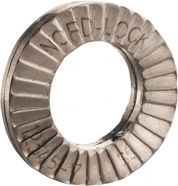 Nord-Lock - 1/2", 1.008" OD, Uncoated, Stainless Steel Wedge Lock Washer - Grade 316L, 0.522 to 0.538" ID - Benchmark Tooling