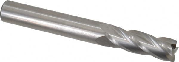 Hertel - 3/8", 1-1/8" LOC, 3/8" Shank Diam, 3" OAL, 4 Flute, Solid Carbide Square End Mill - Single End, Uncoated, Spiral Flute, 30° Helix, Centercutting, Right Hand Cut, Right Hand Flute - Benchmark Tooling