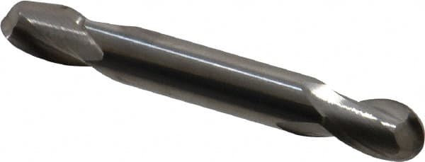 Hertel - 5/16" Diam, 1/2" LOC, 2 Flute Solid Carbide Ball End Mill - Double End, 2-1/2" OAL, 5/16" Shank Diam - Benchmark Tooling