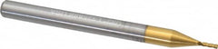 Hertel - 1/32", 3/32" LOC, 1/8" Shank Diam, 1-1/2" OAL, 4 Flute, Solid Carbide Square End Mill - Single End, TiN Finish, Spiral Flute, 30° Helix, Centercutting, Right Hand Cut, Right Hand Flute - Benchmark Tooling