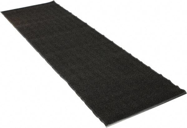 PRO-SAFE - 10 Ft. Long x 3 Ft. Wide, Poly Blended Carpet Surface, Chevron Ribbed Entrance Matting - 5/16 Inch Thick, Indoor, Medium Traffic, Vinyl, Charcoal, 4 Edged Side - Benchmark Tooling