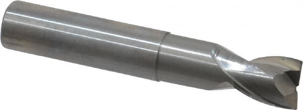 OSG - 1/2", 1/2" LOC, 1/2" Shank Diam, 3" OAL, 2 Flute, Solid Carbide Square End Mill - Single End, Uncoated, Spiral Flute, 30° Helix, Centercutting, Right Hand Cut, Right Hand Flute, Series 2023 - Benchmark Tooling