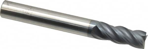 SGS - 5/16", 13/16" LOC, 5/16" Shank Diam, 2-1/2" OAL, 4 Flute, Solid Carbide Square End Mill - Single End, AlTiN Finish, Spiral Flute, Variable° Helix, Right Hand Cut, Right Hand Flute, Series Z1 - Benchmark Tooling
