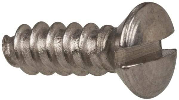 Value Collection - #4 Oval Head Slotted Sheet Metal Screw - Stainless Steel, 3/8" OAL, Grade 316 - Benchmark Tooling