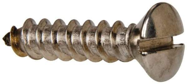 Value Collection - #12 Oval Head Slotted Sheet Metal Screw - Stainless Steel, 1" OAL, Grade 316 - Benchmark Tooling