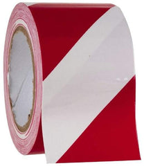 NMC - Red & White Striped Vinyl Tape - 3" Wide x 108' Long x 0.002" Thick, General Traffic - Benchmark Tooling