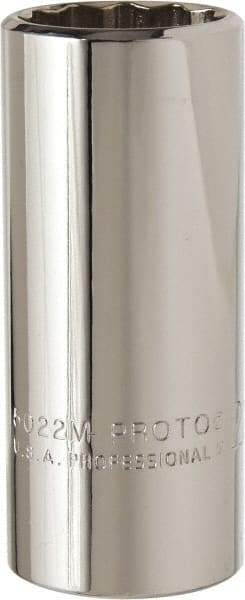Proto - 3/8" Drive, Deep Hand Socket - 12 Points, 2-3/4" OAL, Chrome Vanadium, Chrome Finish - Benchmark Tooling