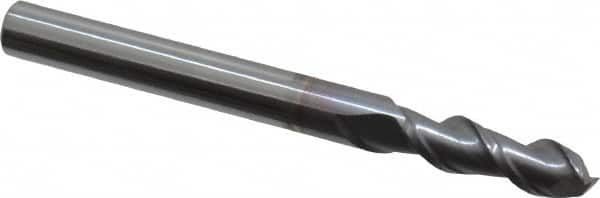 Niagara Cutter - 3/16", 9/16" LOC, 3/16" Shank Diam, 2" OAL, 2 Flute, Solid Carbide Square End Mill - Single End, TiCN Finish, Spiral Flute, 45° Helix, Centercutting, Right Hand Cut, Right Hand Flute, Series A245 - Benchmark Tooling