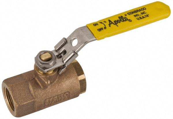 Apollo - 3/4" Pipe, Standard Port, Bronze Standard Ball Valve - 2 Piece, NPT Ends, Locking Lever Handle, 600 WOG, 150 WSP - Benchmark Tooling