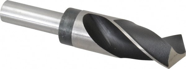 Reduced Shank Drill Bit: 1-1/4'' Dia, 3/4'' Shank Dia, 118 ™, High Speed Steel 6'' OAL, 3'' Flute Length, Oxide Finish, Straight-Cylindrical Shank