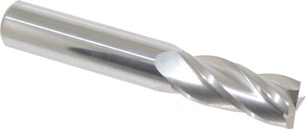 Hertel - 7/16", 1" LOC, 7/16" Shank Diam, 2-3/4" OAL, 4 Flute, Solid Carbide Square End Mill - Single End, Uncoated, Spiral Flute, 30° Helix, Centercutting, Right Hand Cut, Right Hand Flute - Benchmark Tooling