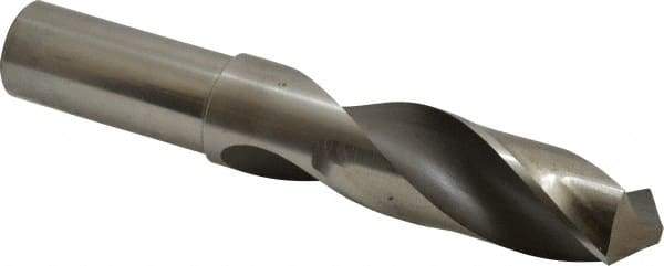 Hertel - 1-1/8" 118° High Speed Steel Screw Machine Drill Bit - Bright Finish, Right Hand Cut, 4" Flute Length, 6-3/8" OAL - Benchmark Tooling