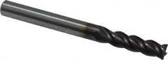 Guhring - 3/16", 5/8" LOC, 3/16" Shank Diam, 2" OAL, 4 Flute, Solid Carbide Square End Mill - Single End, Nano-A Finish, Spiral Flute, 36/38° Helix, Centercutting, Right Hand Cut, Right Hand Flute, Series 3080 - Benchmark Tooling