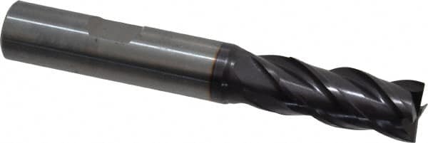 Guhring - 12mm, 26mm LOC, 12mm Shank Diam, 83mm OAL, 4 Flute, Solid Carbide Square End Mill - Single End, FIREX Finish, Spiral Flute, 35/38° Helix, Centercutting, Right Hand Cut, Right Hand Flute, Series 3732 - Benchmark Tooling