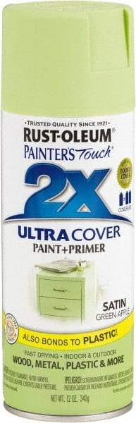 Rust-Oleum - Green Apple, Satin, Enamel Spray Paint - 8 Sq Ft per Can, 12 oz Container, Use on Multipurpose - Benchmark Tooling