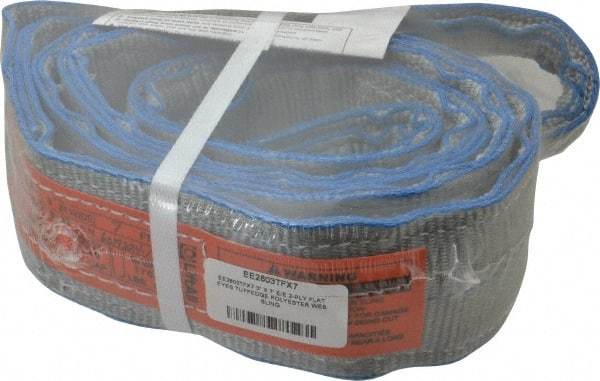 Lift-All - 7' Long x 3" Wide, 8,600 Lb Vertical Capacity, 2 Ply, Polyester Web Sling - 6,900 Lb Choker Capacity - Benchmark Tooling