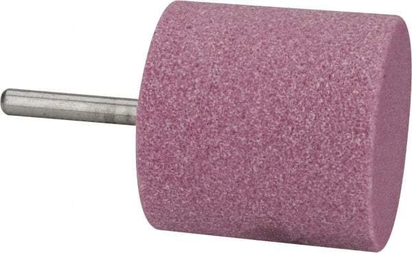 Tru-Maxx - 2" Head Diam x 2" Thickness, W244, Cylinder End, Aluminum Oxide Mounted Point - Pink, Medium Grade, 60 Grit, 11,750 RPM - Benchmark Tooling
