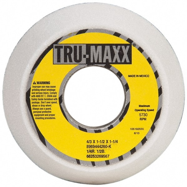 Tru-Maxx - 4" Diam, 1-1/4" Hole Size, 1-1/2" Overall Thickness, 60 Grit, Type 11 Tool & Cutter Grinding Wheel - Medium Grade, Aluminum Oxide, K Hardness, 5,730 RPM - Benchmark Tooling