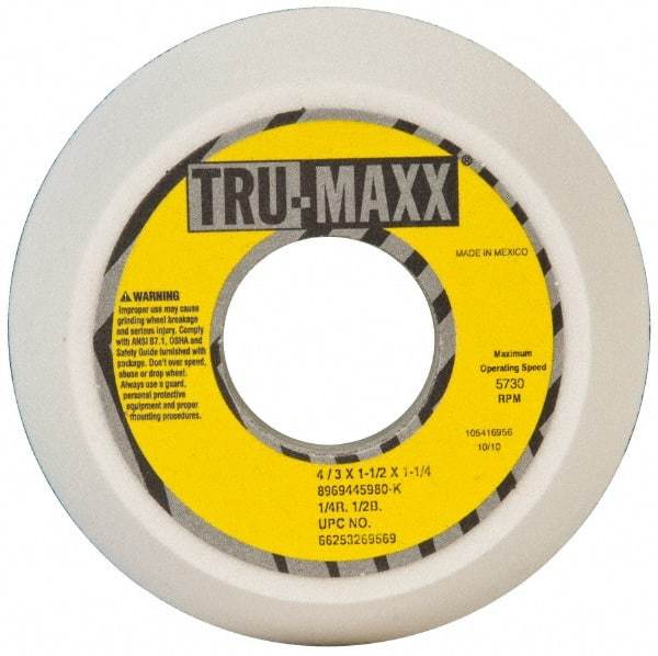 Tru-Maxx - 4" Diam, 1-1/4" Hole Size, 1-1/2" Overall Thickness, 80 Grit, Type 11 Tool & Cutter Grinding Wheel - Medium Grade, Aluminum Oxide, K Hardness, 5,730 RPM - Benchmark Tooling