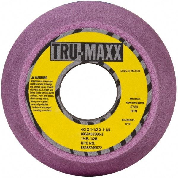 Tru-Maxx - 4" Diam, 1-1/4" Hole Size, 1-3/4" Overall Thickness, 60 Grit, Type 11 Tool & Cutter Grinding Wheel - Medium Grade, Aluminum Oxide, J Hardness, 5,730 RPM - Benchmark Tooling