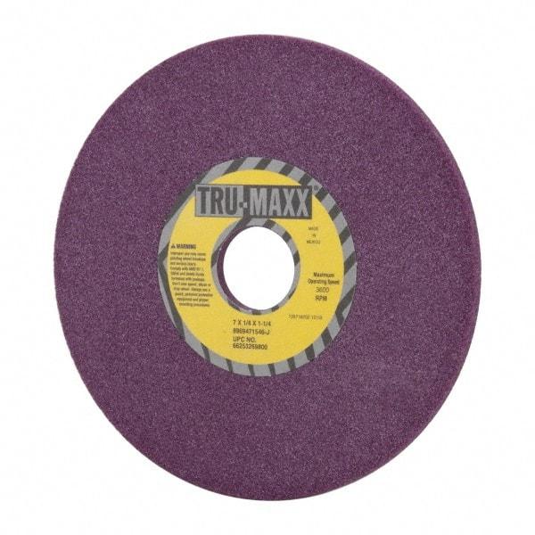 Tru-Maxx - 7" Diam x 1-1/4" Hole x 1/4" Thick, J Hardness, 46 Grit Surface Grinding Wheel - Aluminum Oxide, Type 1, Coarse Grade, 3,600 Max RPM, No Recess - Benchmark Tooling