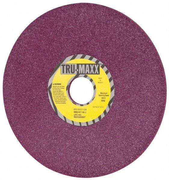 Tru-Maxx - 8" Diam x 1-1/4" Hole x 1/4" Thick, J Hardness, 46 Grit Surface Grinding Wheel - Aluminum Oxide, Type 1, Coarse Grade, 3,600 Max RPM, No Recess - Benchmark Tooling