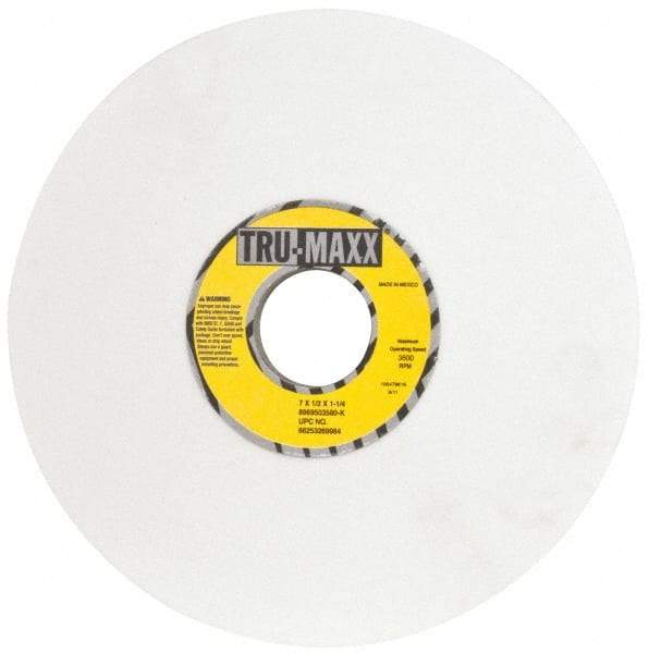 Tru-Maxx - 7" Diam, 1-1/4" Hole Size, 1/2" Overall Thickness, 80 Grit, Type 12 Tool & Cutter Grinding Wheel - Medium Grade, Aluminum Oxide, K Hardness, 3,600 RPM - Benchmark Tooling