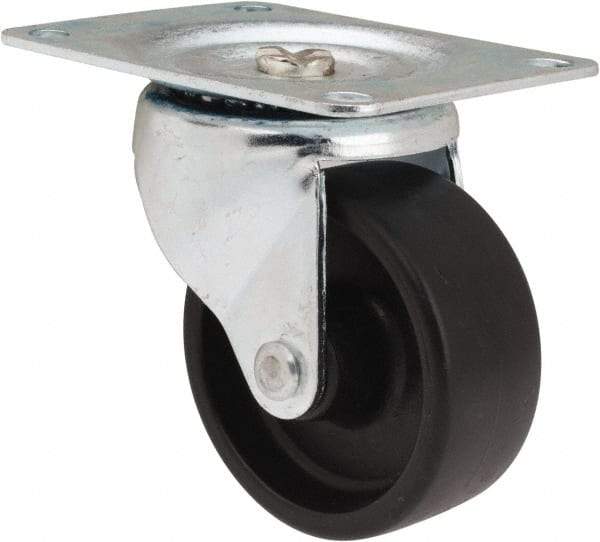 Albion - 3" Diam x 1-1/4" Wide x 3-13/16" OAH Top Plate Mount Swivel Caster - Polypropylene, 270 Lb Capacity, Plain Bearing, 3-1/8 x 4-1/8" Plate - Benchmark Tooling