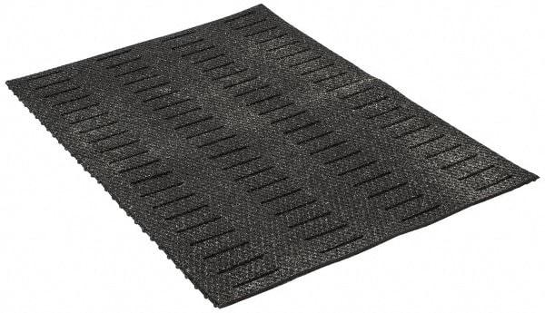 Wearwell - 3' Long x 2' Wide, Dry/Wet Environment, Anti-Fatigue Matting - Black, Vinyl with Vinyl Base, Beveled on 4 Sides - Benchmark Tooling