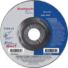 Sait - 9" Wheel Diam, 1/4" Wheel Thickness, 7/8" Arbor Hole, Type 27 Depressed Center Wheel - Ceramic, Resinoid Bond, 6,600 Max RPM, Compatible with Angle Grinder - Benchmark Tooling