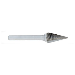 SM-3 -1/4 × 1 LOC × 1/4 Shank × 2 OAL Pointed Tree Carbide Medium Right Hand Spiral Burr - Benchmark Tooling