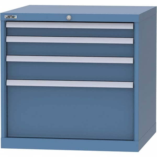 LISTA - 4 Drawer, 45 Compartment Bright Blue Steel Modular Storage Cabinet - Benchmark Tooling