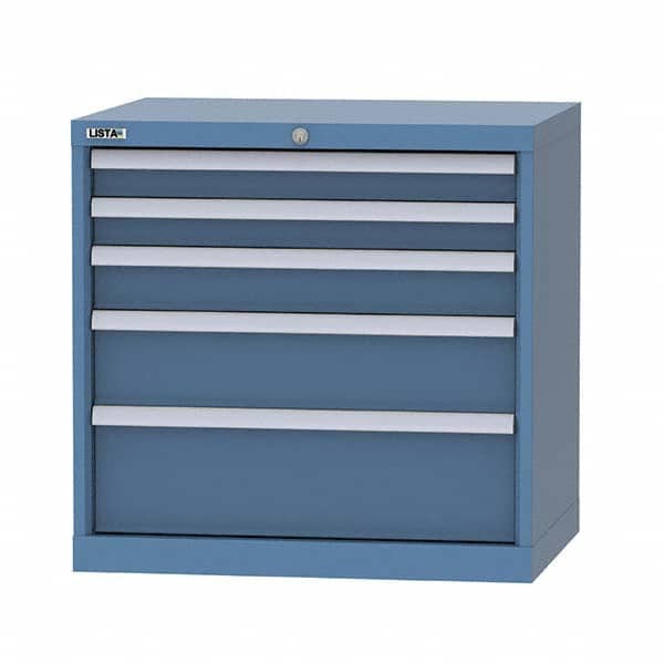 LISTA - 4 Drawer, 124 Compartment Bright Blue Steel Modular Storage Cabinet - Benchmark Tooling