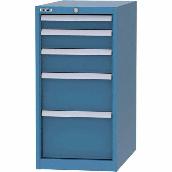 LISTA - 5 Drawer, 45 Compartment Bright Blue Steel Modular Storage Cabinet - Benchmark Tooling