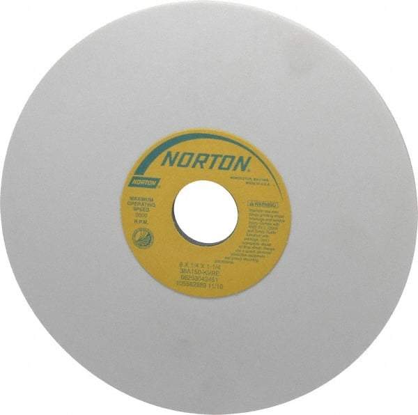 Norton - 8" Diam x 1-1/4" Hole x 1/4" Thick, K Hardness, 150 Grit Surface Grinding Wheel - Aluminum Oxide, Type 1, Very Fine Grade, 3,600 Max RPM, Vitrified Bond, No Recess - Benchmark Tooling
