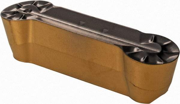 Iscar - 840GDMY Grade IC830, 8mm Cutting Width Carbide Grooving Insert - 25mm Max Depth of Cut, Neutral, 4mm Corner Radius, TiN/TiAlN Finish - Benchmark Tooling