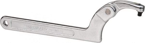 Paramount - 2" to 4-3/4" Capacity, Adjustable Pin Spanner Wrench - 11-3/8" OAL, 1/4" Hook Pin Height - Benchmark Tooling