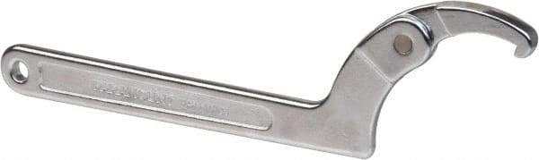 Paramount - 2" to 4-3/4" Capacity, Adjustable Pin Spanner Wrench - 11-3/8" OAL, 3/16" Hook Height - Benchmark Tooling