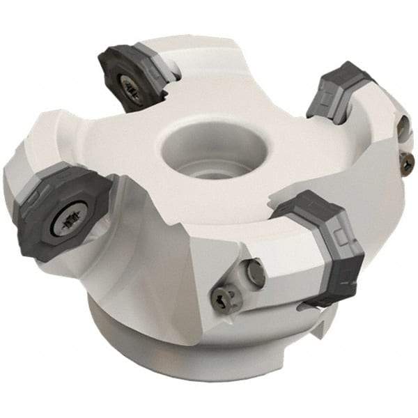 Iscar - 112.5mm Cut Diam, 31.75mm Arbor Hole, 4.6mm Max Depth of Cut, 42° Indexable Chamfer & Angle Face Mill - 6 Inserts, OF..\xB6RFM. 1905 Insert, Right Hand Cut, 6 Flutes, Series Heliocto - Benchmark Tooling