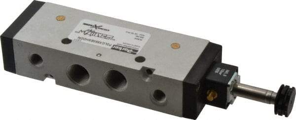 Parker - 3/8" NPT Port, Single Solenoid, 2 Position Valveless Coil, Aluminum Solenoid Valve - Normally Open Through Ports 1 & 2, 232 Max PSI, Buna-N Seal - Benchmark Tooling