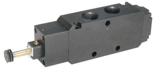 Parker - 3/4" NPT Port, Double Solenoid, 3 Position Valveless Coil, Aluminum Solenoid Valve - Pressure Center Open, 145 Max PSI, Buna-N Seal - Benchmark Tooling