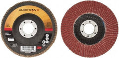 3M - 40 Grit, 4-1/2" Disc Diam, 7/8" Center Hole, Type 27 Ceramic Flap Disc - 13,300 Max RPM, Cloth Backing, Arbor Attaching System, Coated - Benchmark Tooling