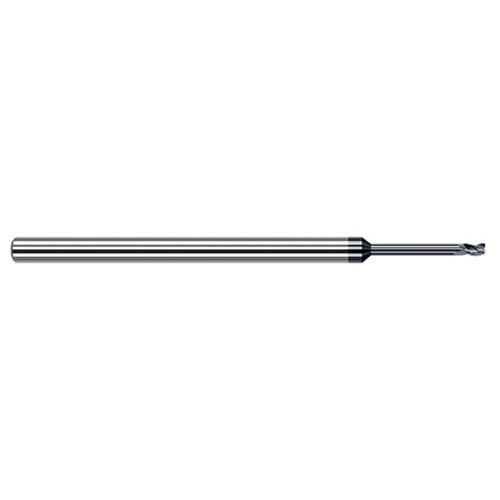 Variable Helix End Mills for Free Machining Steels - 0.0250″ Cutter Diameter × 0.0380″ Length of Cut × 0.1250″ (1/8″) Reach Carbide Square End Mill for Free Machining Steels, 3 Flutes, AlTiN Coated - Exact Industrial Supply