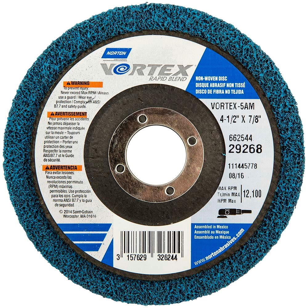 Norton - 4-1/2" Diam, Medium Grade, Aluminum Oxide Deburring Disc - Benchmark Tooling