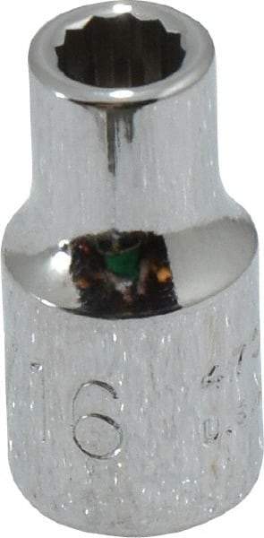 Proto - 3/16", 1/4" Drive, Standard Hand Socket - 12 Points, 7/8" OAL, Chrome Vanadium, Chrome Finish - Benchmark Tooling