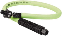 Legacy - 3/8" ID x 0.61" OD 2' Long Lead-In Whip Hose - FNPT x MNPT Ball Swivel Ends, 300 Working psi, 140°, 1/4" Fitting, Green - Benchmark Tooling