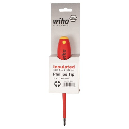 Insulated Cushion Grip Phillips Screwdriver #0 × 60 mm In Carded Hanger - Benchmark Tooling